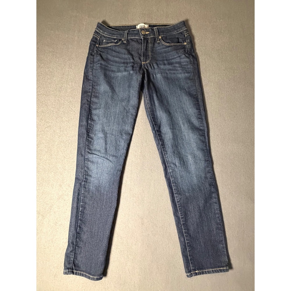 PAIGE Kylie Crop Jeans Womens 27 Dark Wash Slim Straight Y2K Stretch - READ